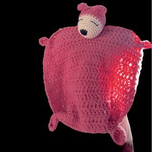 Handmade Super soft Pink Crochet Bear Blanket buddy
